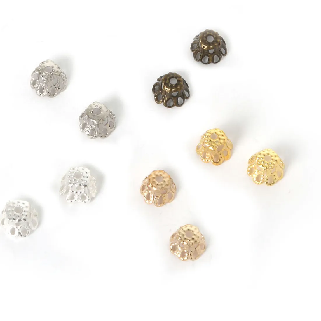 Authentic 100/200pcs Jewelry Accessories Metal Charms Flower Basket Shape 5x6 6x8mm Multiple Colours For Jewelry Making DIY