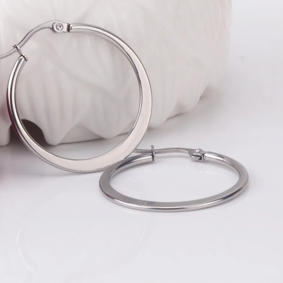 Authentic LUXUSTEEL 15mm/25mm/35mm Hoop Earring Silver Color Round Basket Shape Earring Jewelry For Women/Girls