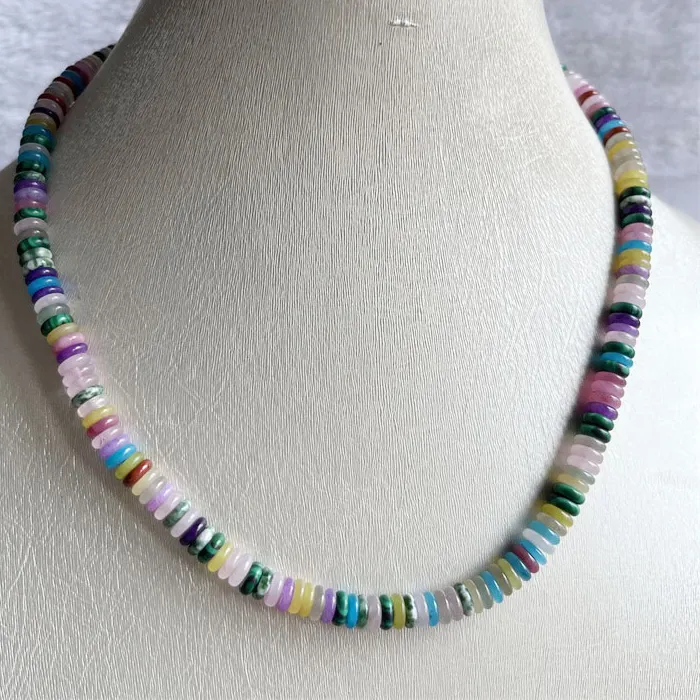 Authentic Celestial Harmony - Brazil Mix Color Jade Oval Necklace
