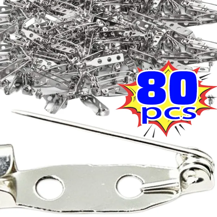 Authentic 40/80pcs Metal Brooch Base Pins DIY Making Jewelry Back Safety Holder Findings Components Needles 20/25/30/35mm