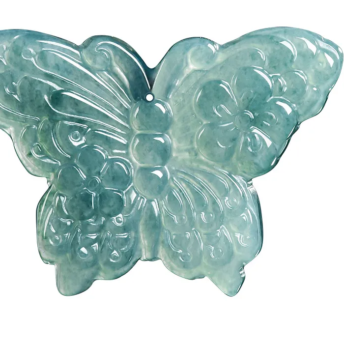 Authentic Natural Burmese Jadeite Butterfly Pendant Necklace Luxury Accessories Gemstone Real Jade Vintage Gifts for Women