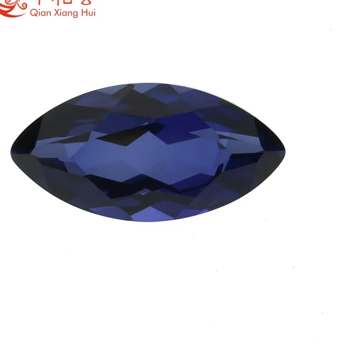 Authentic 33 Light 34 Dark Blue Natural Cut Marquise Shape Artificial Sapphire Corundum Loose Gem Stone for Jewelry Making