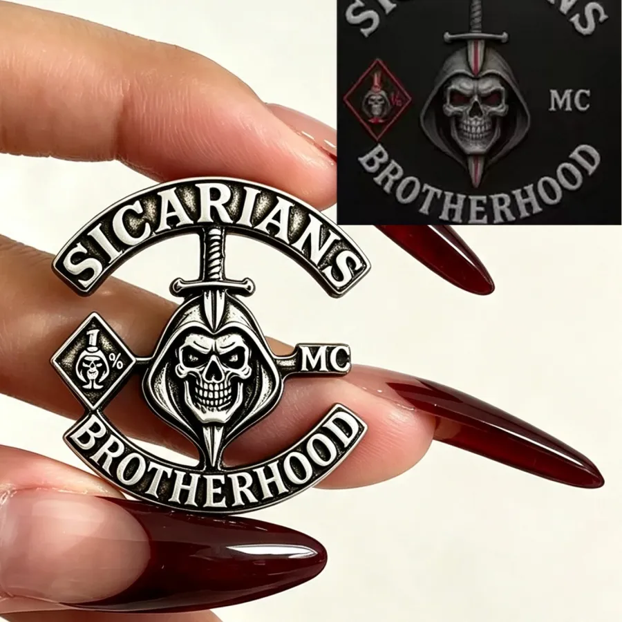 Authentic Engraved Custom Mc Picture Logo Brooch For Rocker Bikers Engrave Company Logo Pattern Badges Jewelry For Motorcycle Clothes