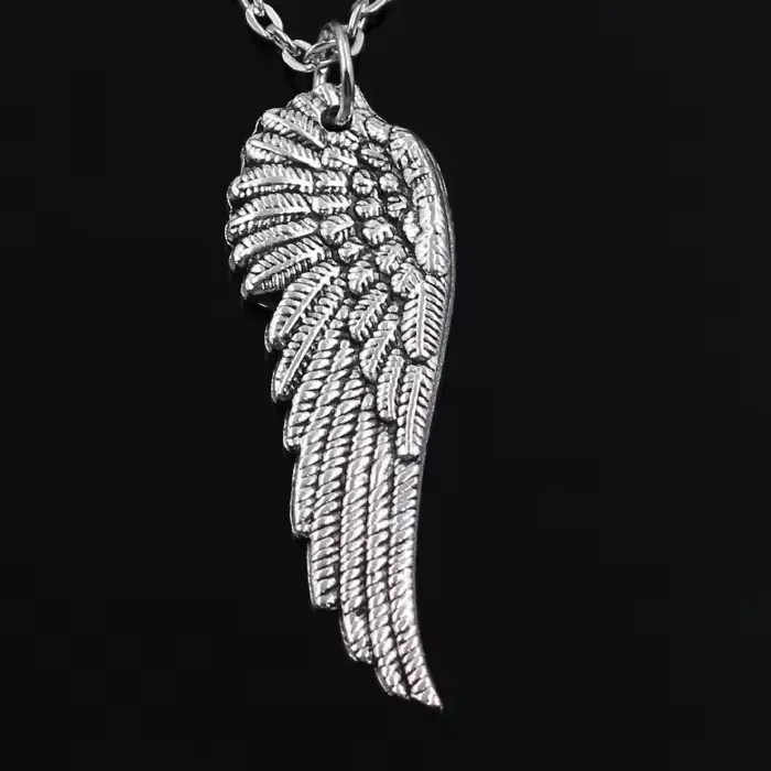 Authentic Angel Wings Pendants Round Cross Chain Short Long Mens Womens Silver Color Necklace Jewelry