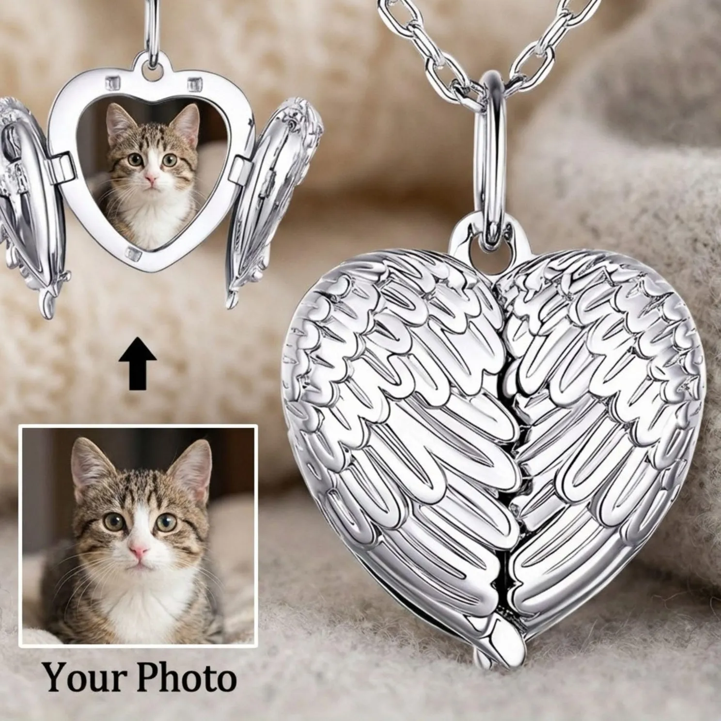 Authentic Angel's Embrace A Customized Photo Pendant Of Eternal Love