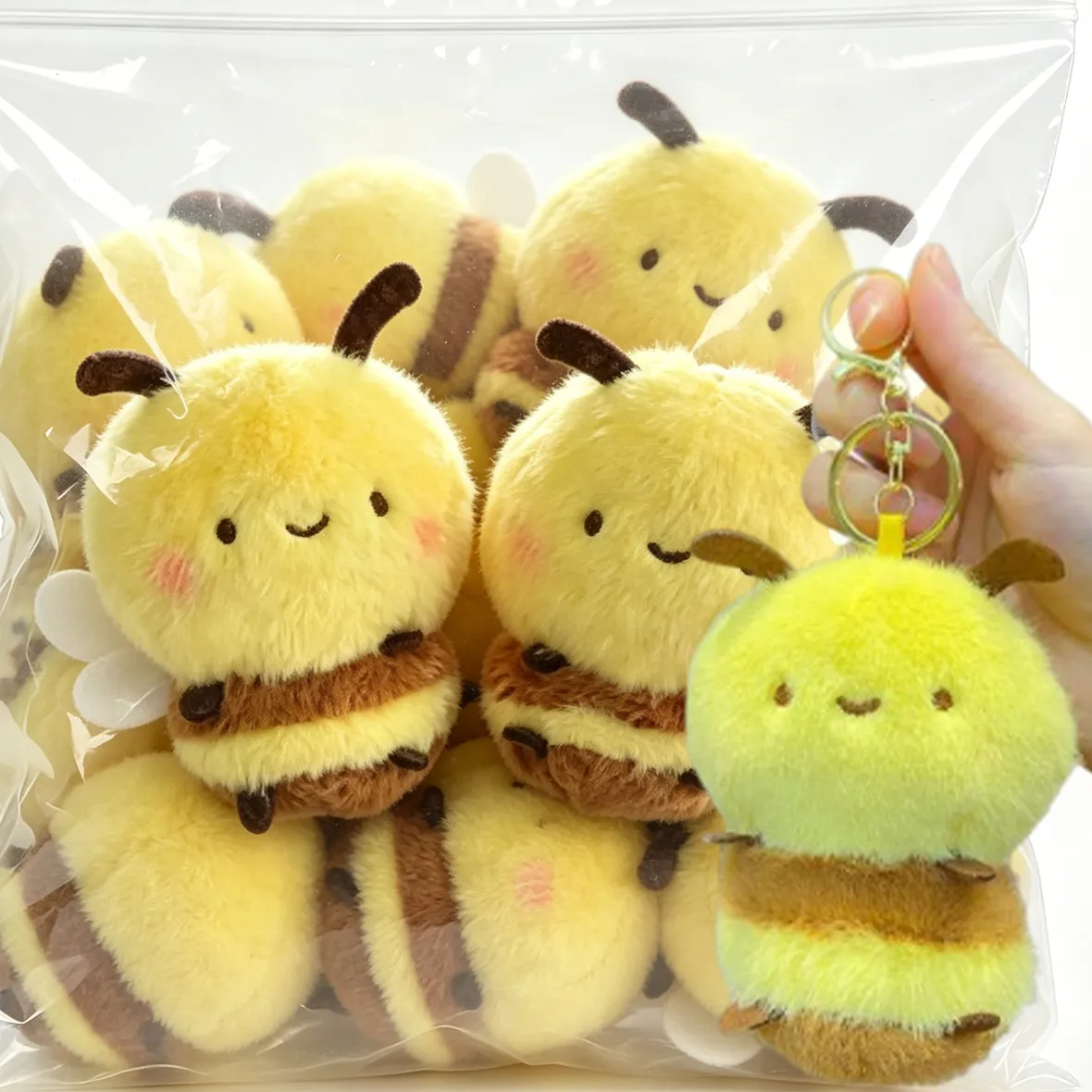 Authentic 1/2pcs Cute and Creative Chubby Little Bee Delicate Plush Bag Pendant Keychain Cute and Fun Accessory