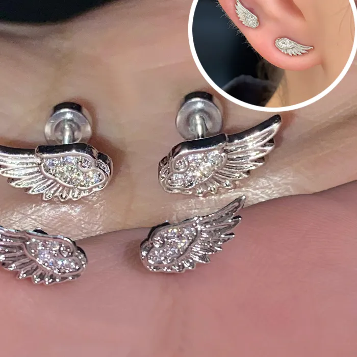 Authentic Celestial Feather & Sacred Cross Studs