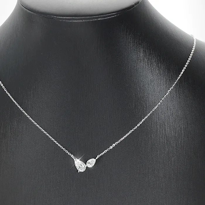 Authentic Radiant Dual-Gem Moissanite Astral Pendant in Sterling Silver