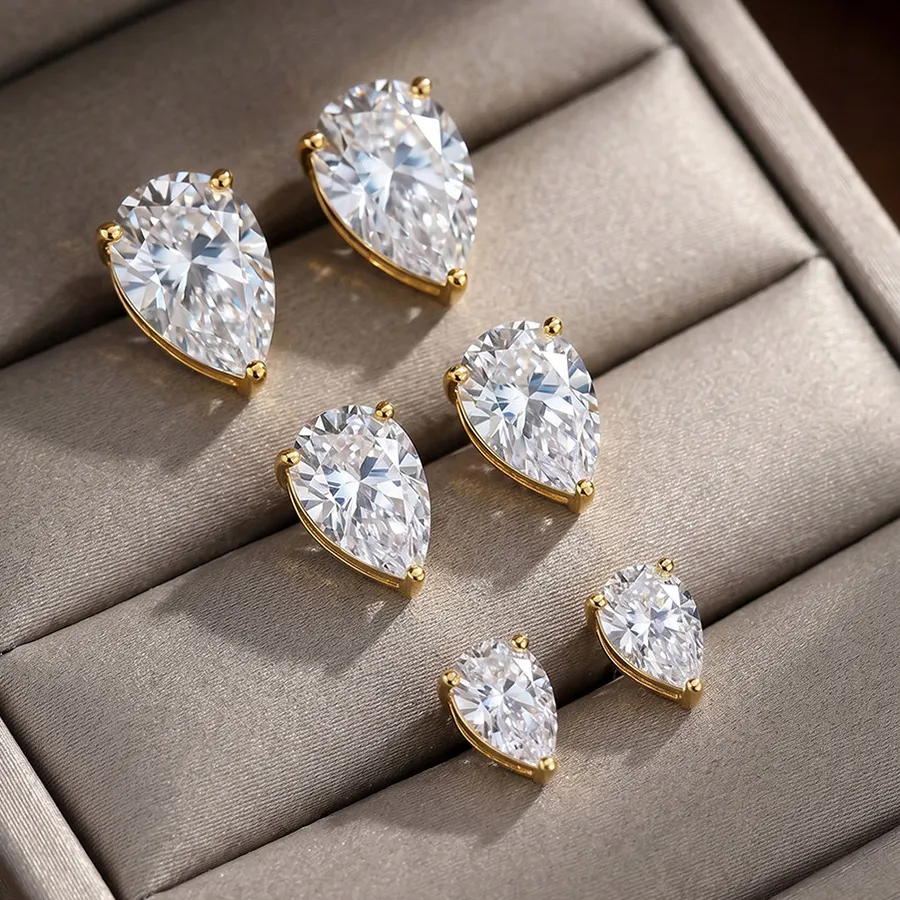 Authentic Luminous Tear Pear-Cut Moissanite Sacred Talisman Studs