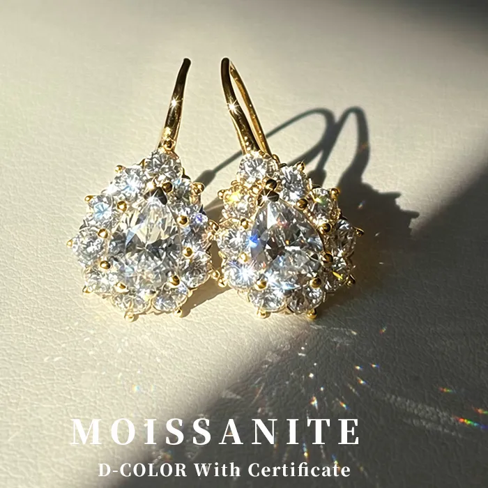 Authentic Lnngy Sparkling 6x8mm Pear Cut Moissanite Hoop Earrings For Women 14K Gold Filled U-shaped Earring 2026 Trend Jewelry