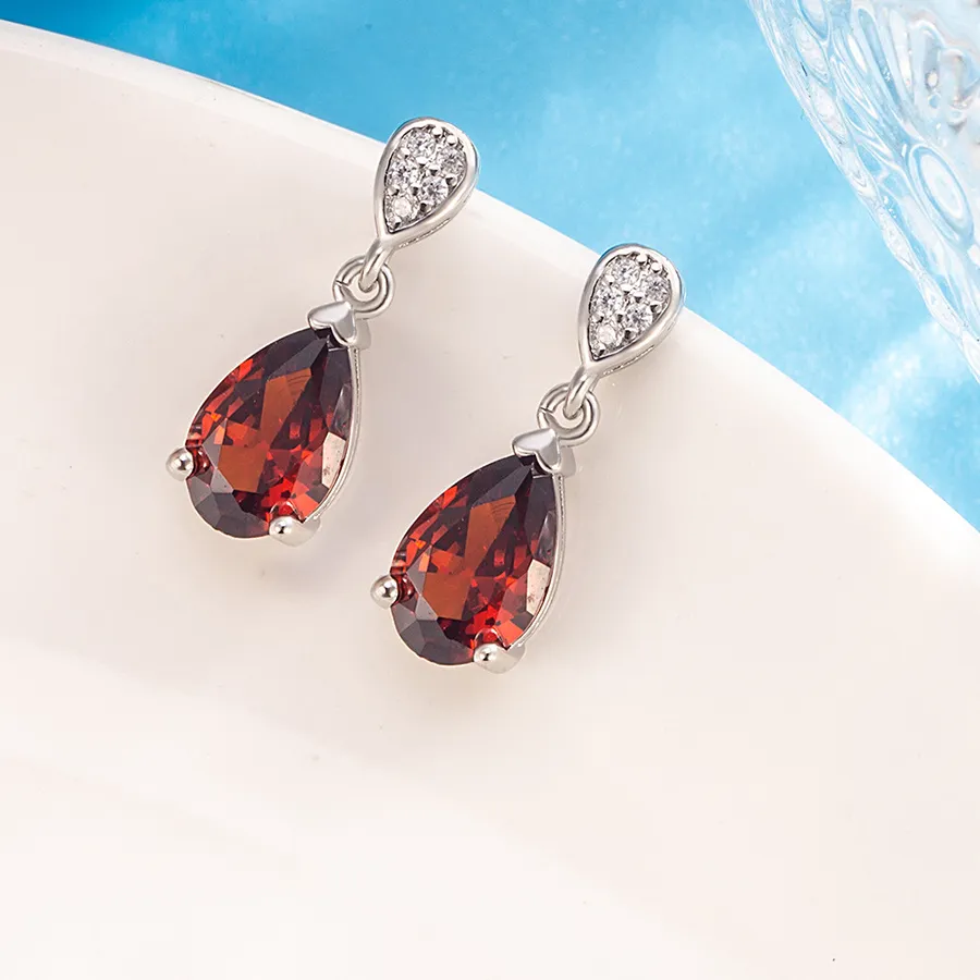 Authentic Guardian of Passion: Rare Red Garnet Waterdrop Earrings