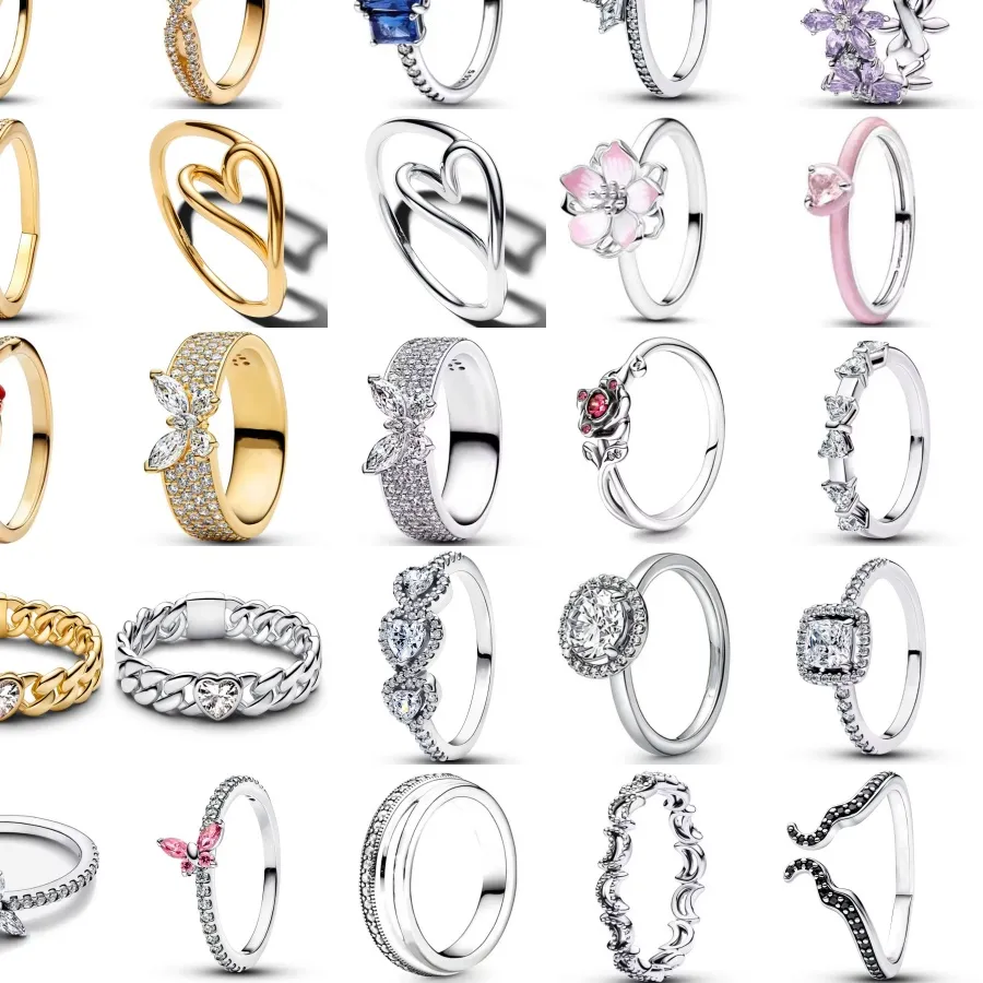 Authentic Hot Selling 925 Silver,Heart-shaped,Floral,Butterfly Ring,Size 6 7 8 9,Suitable for European Women's Charm Luxury Jewelry Gifts