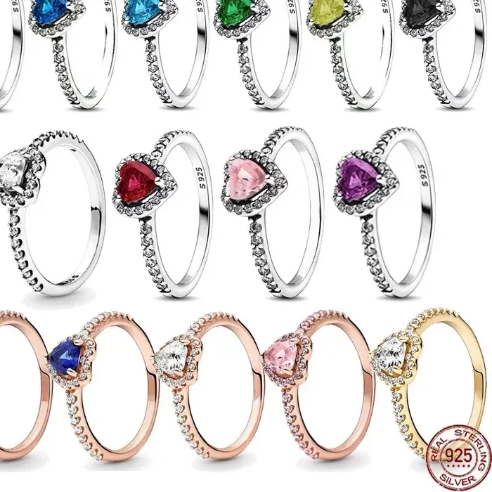Authentic Hot selling 925 silver exquisite luxury sparkling crown heart-shaped women's ring jewelry
