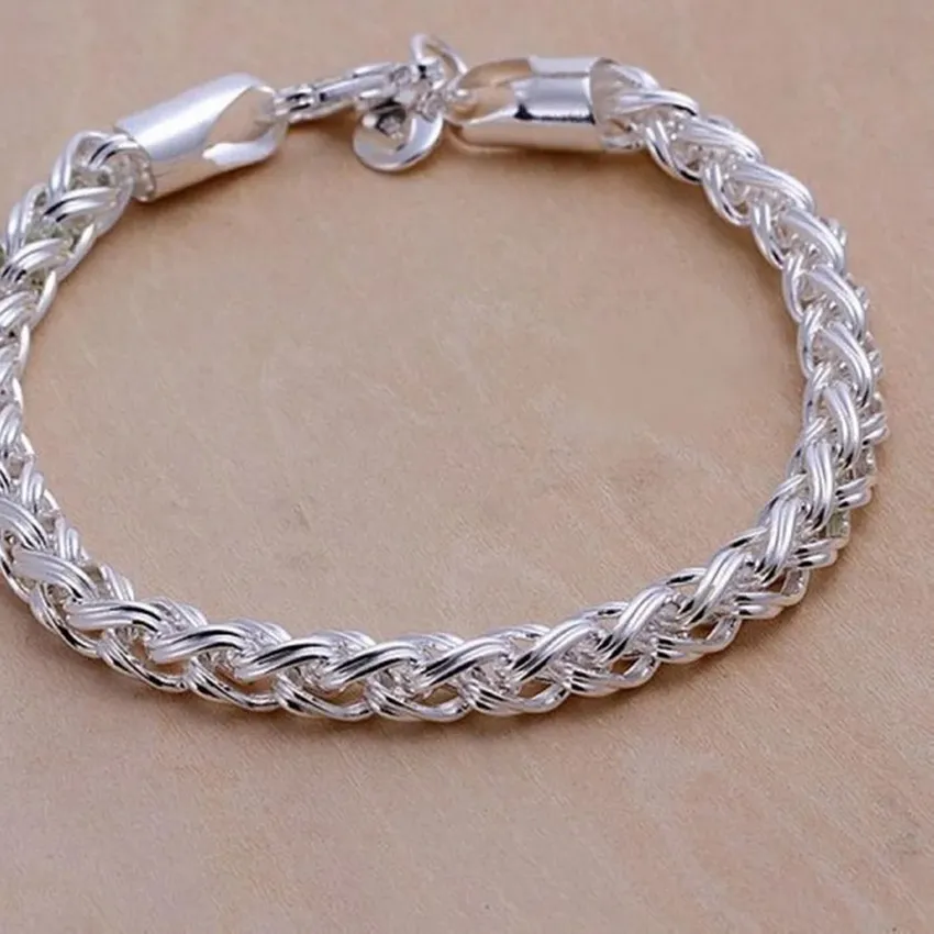 Authentic 925 Sterling Silver Bracelets Jewelry chain women lady men 6mm 4MM high quality valentine beautiful factory price