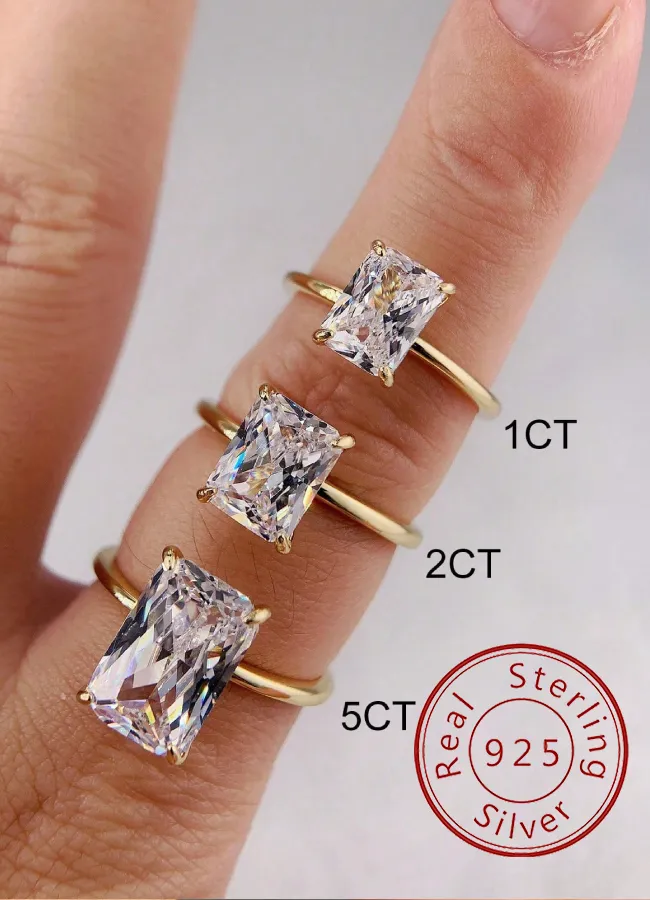 Authentic Radiant Prism of Eternal Devotion - 925 Sterling Silver Zircon Rectangular Talisman Ring