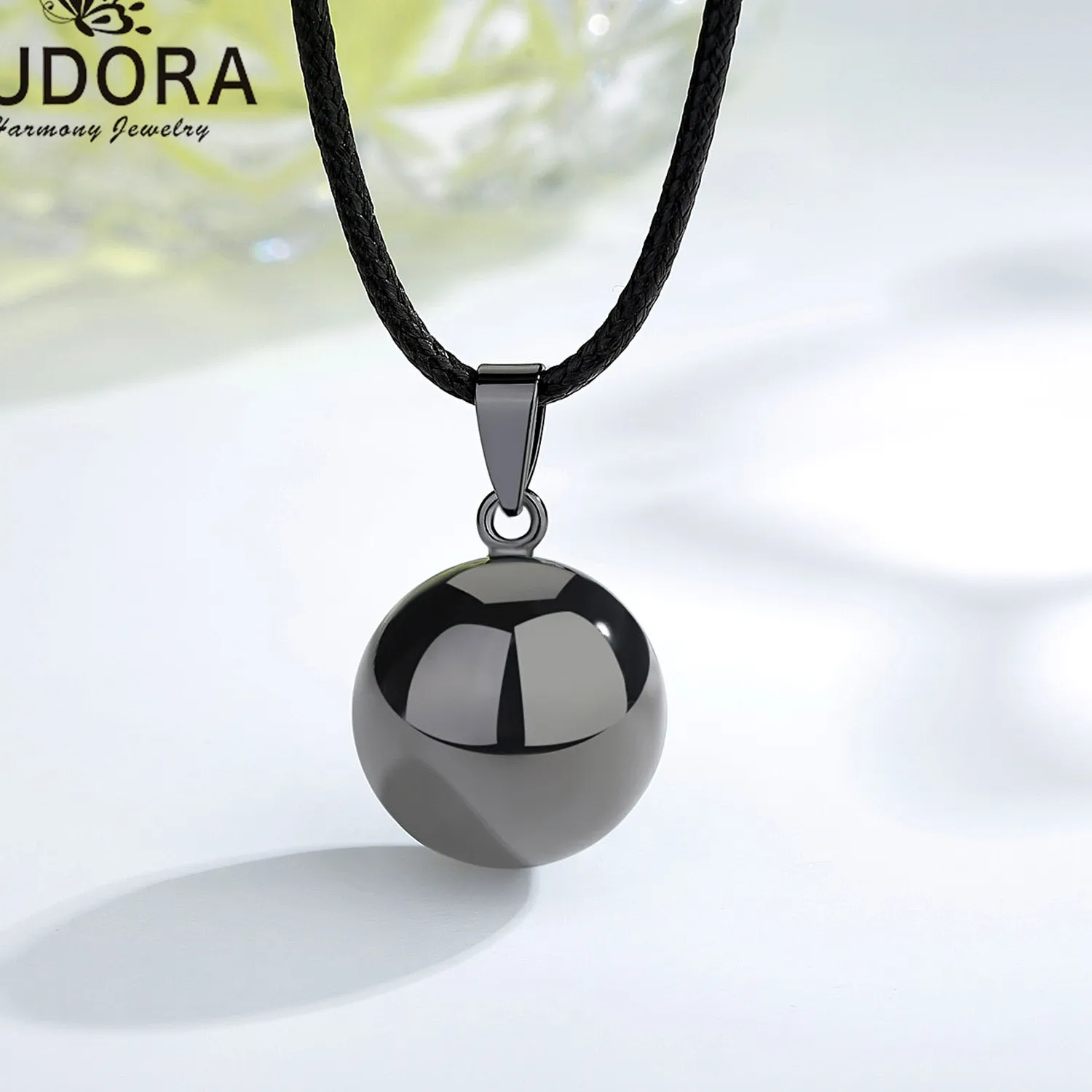 Authentic Eudora 20mm Harmony Ball BLACK GUN METAL Pendant Pregnancy Bola Angel Caller Baby Wishing Chime Ball Necklace Women Jewelry