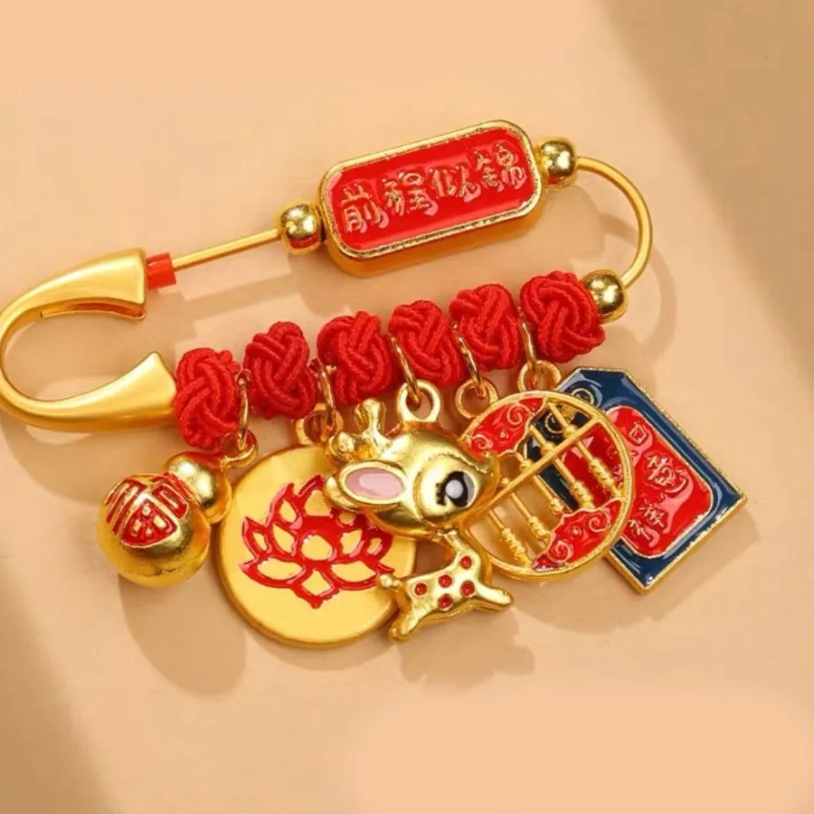 Authentic Horse Year Zodiac Brooch Pendant Best Wishes Good Luck Sand-plated Ornaments Chinese Style Gold Guardian Brooch Newborn Baby