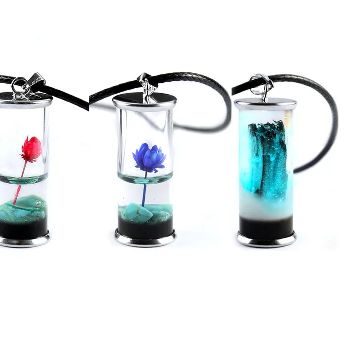 Authentic 2023 Resin Wishing Bottle Dried Flower Glass Pendant Luminous Natural Stone Drifting Bottle Pendant Necklace for Women