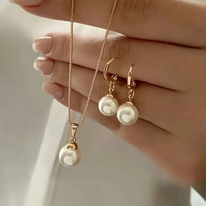 Authentic Luminous Moon-Drop Adornment: A Sacred Pearl Ensemble