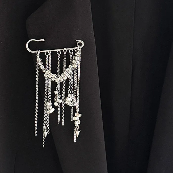 Authentic Irregular Tassel Chain Brooch Women Design Multi-Functional Pants Chain Charm Clothes Pin Accessory Jewelry Gifts