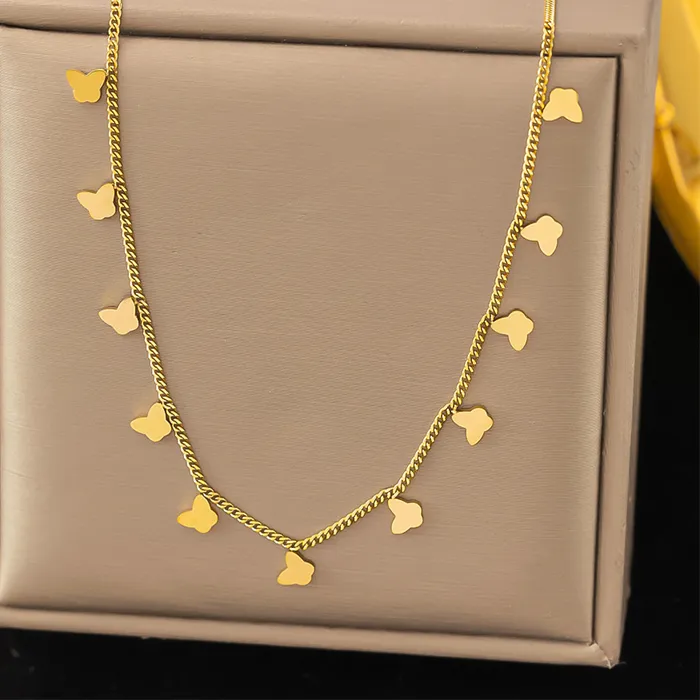 Authentic 316L Upscale Jewelry Soldering Many Butterflies Charm Chain Choker Necklaces Pendants For Women