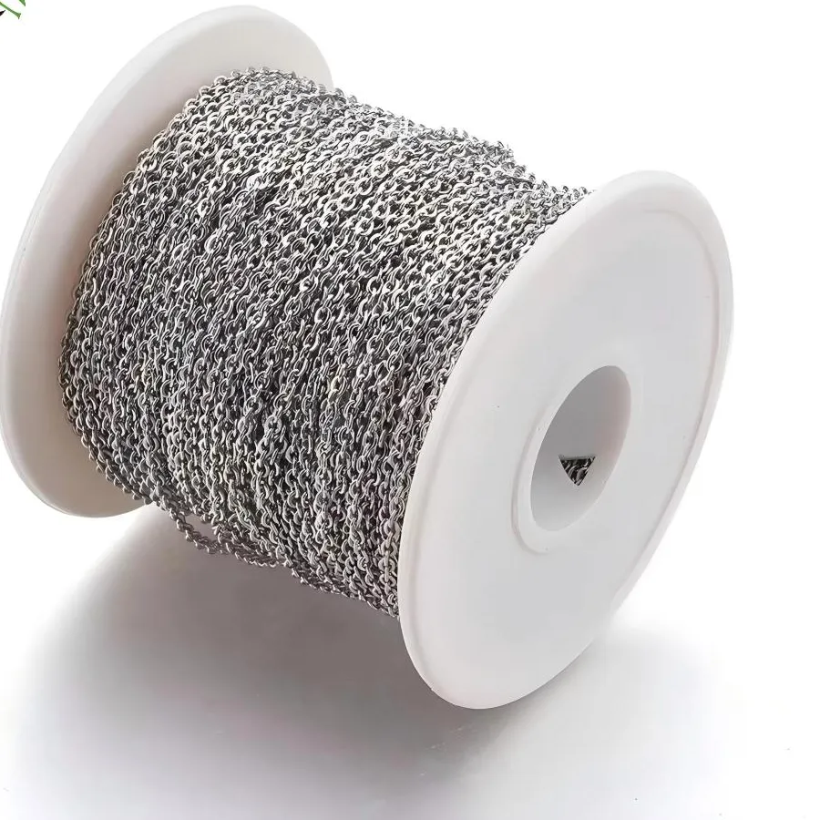 Authentic PandaHall 50m/roll Cable Chains Soldered Links Chains with Spool For DIY Handmade Necklace Jewelry Accessories