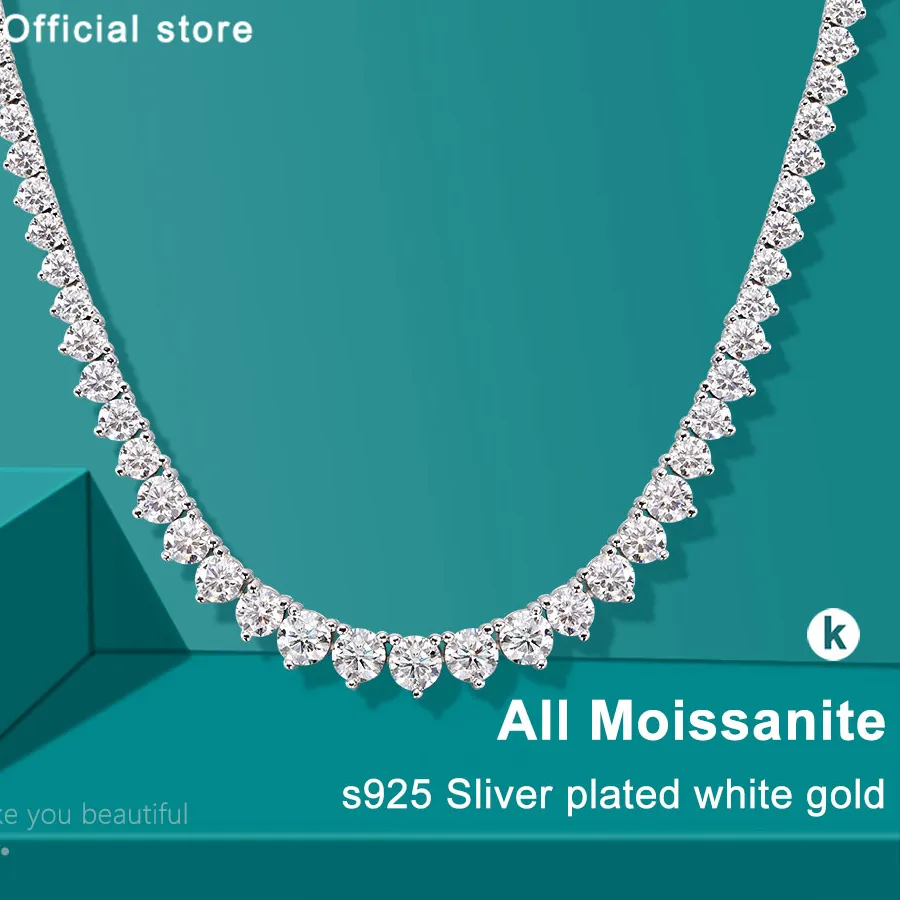 Authentic KNOBSPIN 3 Claw D VVS1 Moissanite Tennis Necklace s925 Sterling Silver 18k White Gold GRA Certified Wedding Necklaces for Women