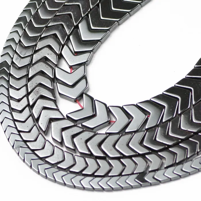 Authentic Prismatic Obsidian Shields: The Triangle Arrow Hematite Beads