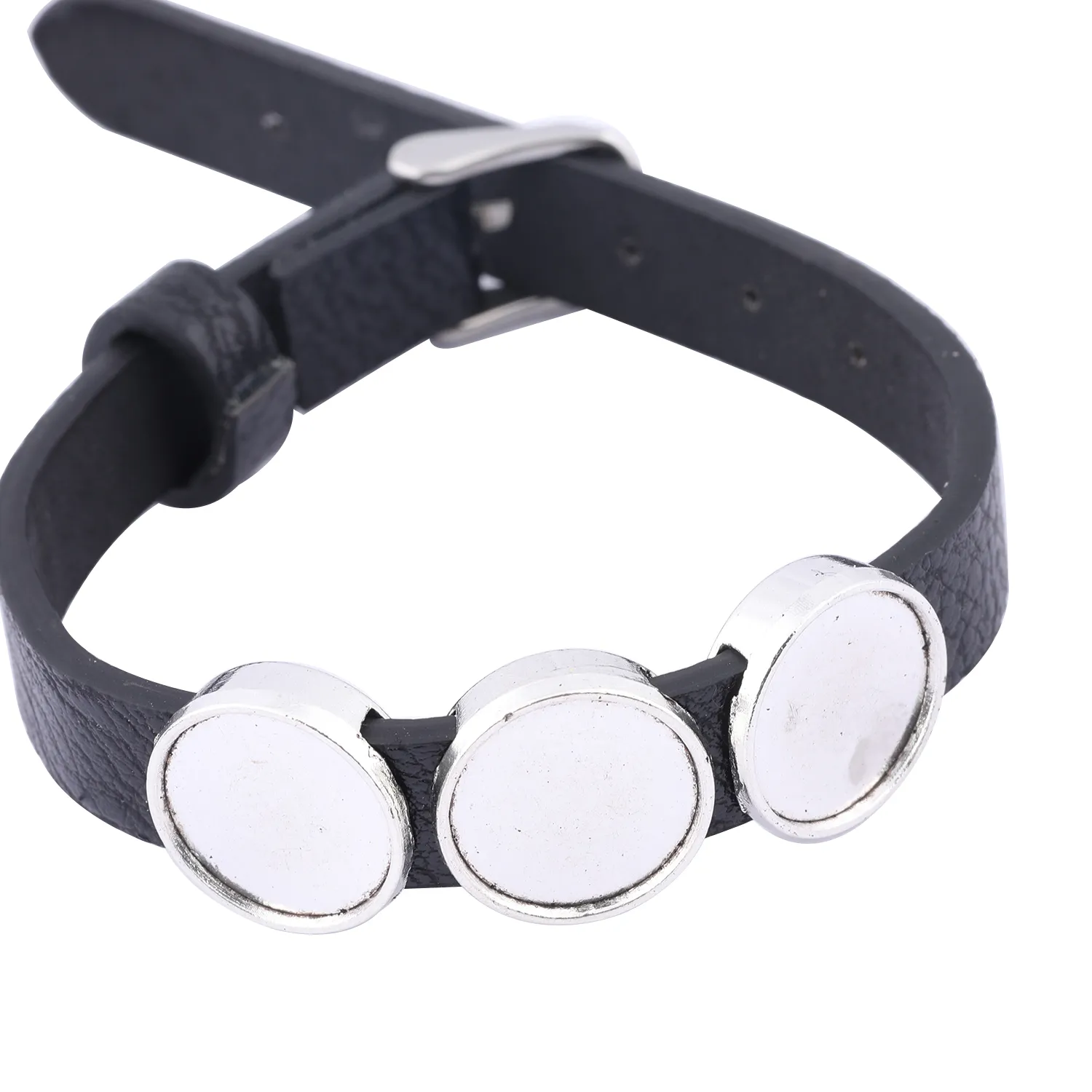 Authentic 2pcs 14mm Cabochon Bracelet Base Blanks Black Red Flat Leather Wristband Bracelets Bezel Settings Diy Jewelry Making Kit