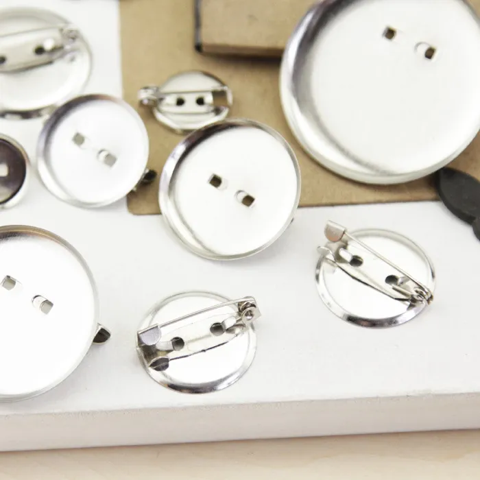Authentic 50pcs 13/18/23/28mm Round Brooch Clip Base Pins Safety Pins Brooch Settings Blank Base For DIY Jewelry Making Supplies