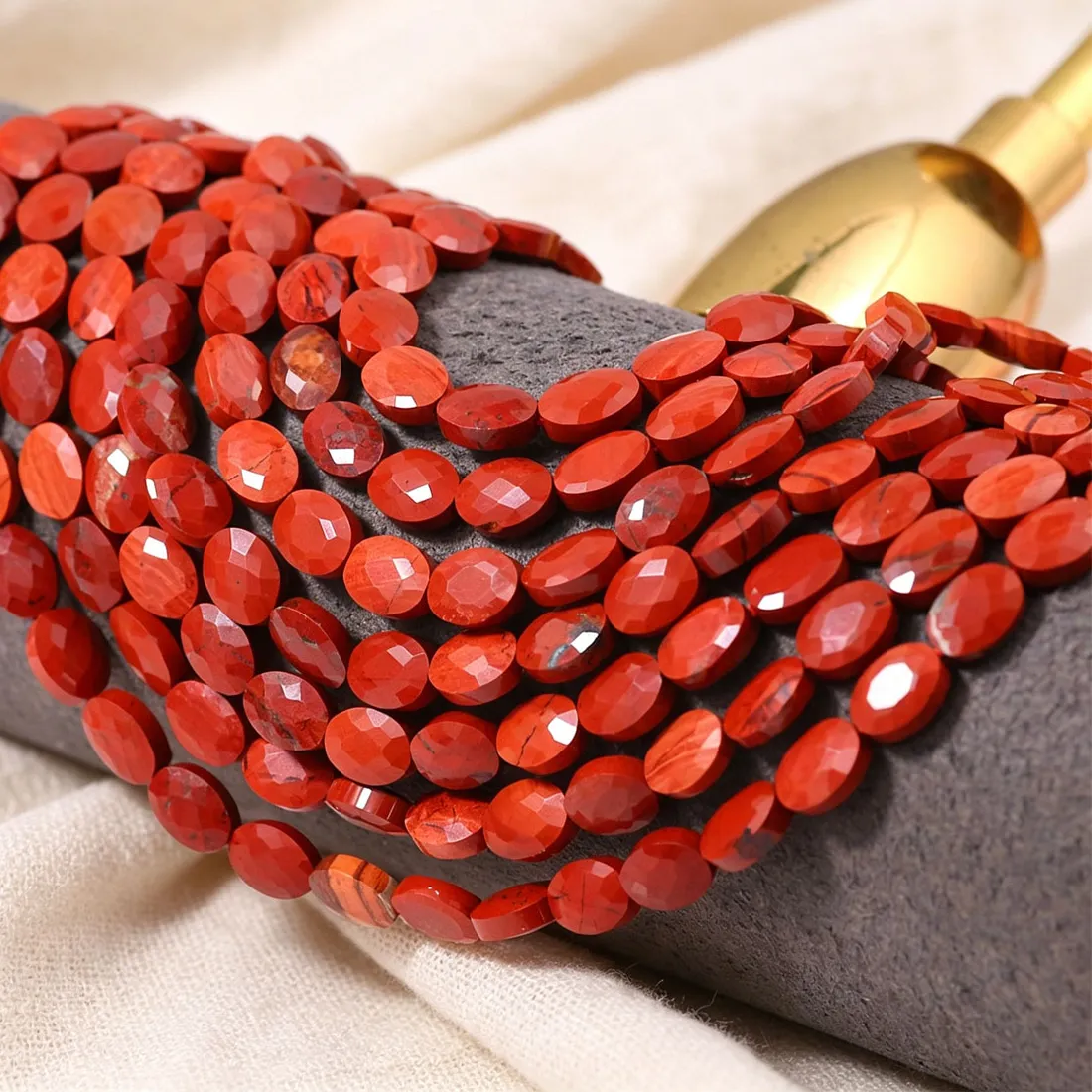 Authentic Crimson Heartstone Aura Beads – 6×8mm Red Natural Gemstones for Sacred DIY Jewelry
