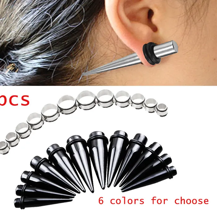 Authentic 24pcs/lot Acrylic Ear Taper and Ear Tunnel Plug Kit Mixed 10mm-20mm Ear Expansion Gauges Body Piercing Jewelry for Women Men