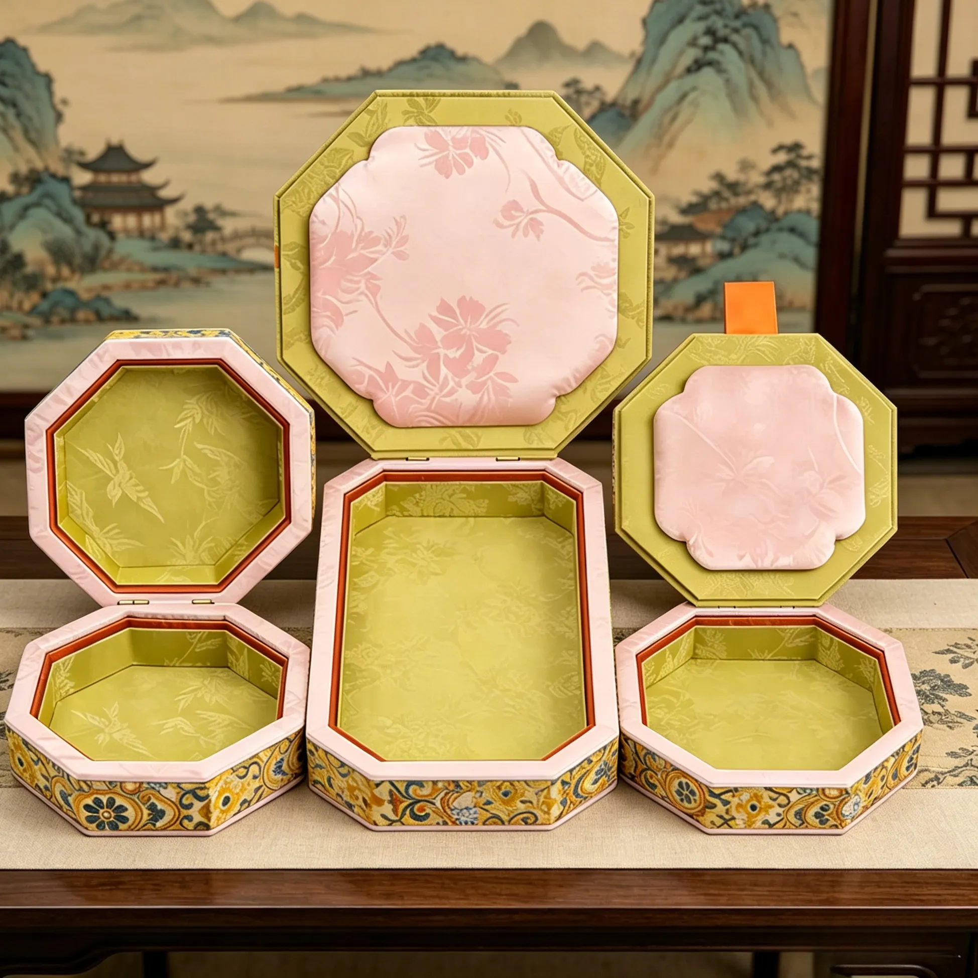 Authentic Vintage Elegant Palace Wind Belt Cover Jewelry Box Organizer Display Storage Tray for Rings Bracelets Jade Ware Home Decor
