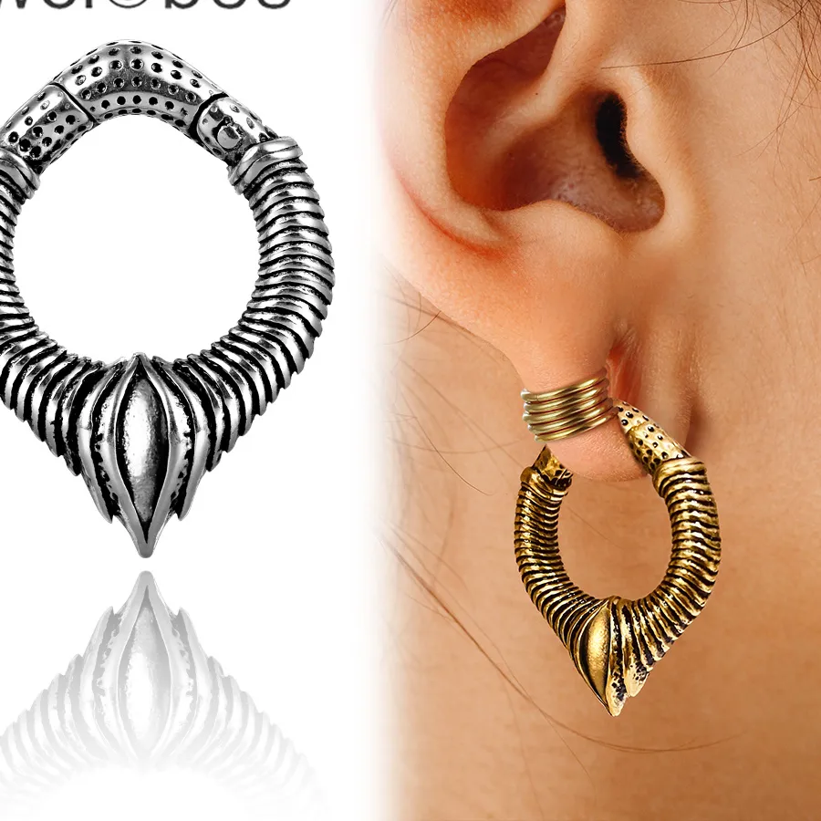 Authentic Twolobes 2PCS 316 Punk Retro Ear Weights Hangers Gauges Tunnels Expansions Piercing Women Body Jewelry Cool
