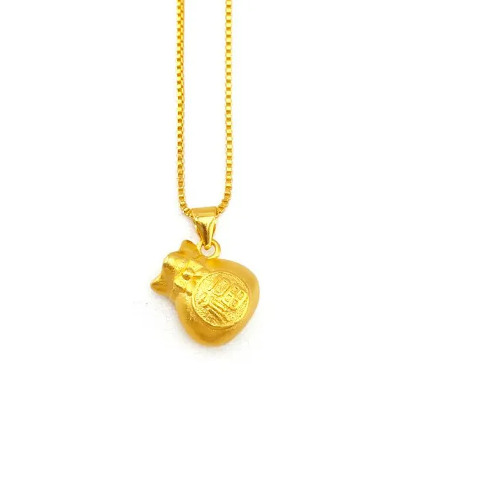 Authentic KISS&FLOWER PD23 Fine Jewelry Hot Woman Girl Birthday Wedding Fortune Bag 24KT Gold Pendant Charm NoChain