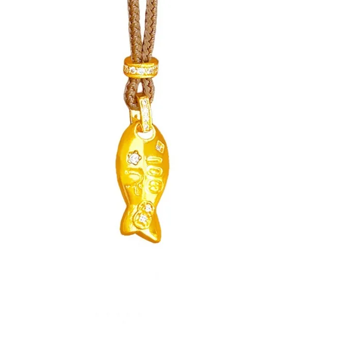Authentic QEENKISS 24KT Gold Vintage Fish Necklace Pendants Charm For Women Wedding Party Birthday Christmas Bride Mother Girl PT5226