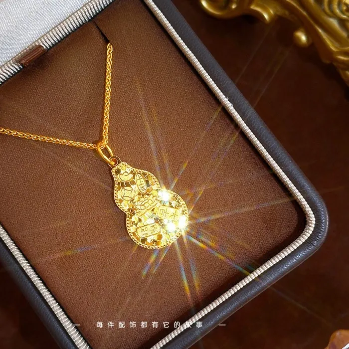 Authentic QEENKISS 24KT Gold Vintage Calabash Necklace Pendants For Women Wedding Party Birthday Christmas Bride Mother Girl Gifts PT5234