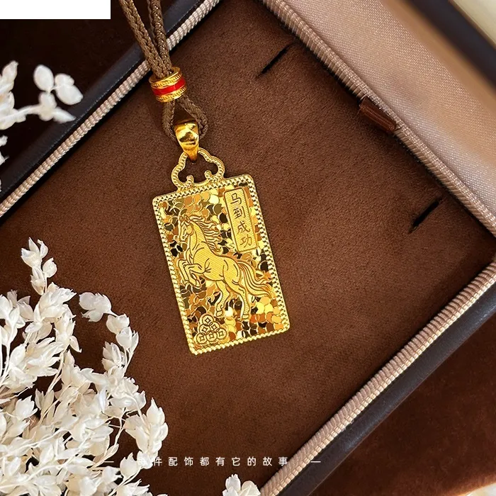 Authentic KISS&FLOWER 24KT Gold Vintage Horse Necklace Pendants For Women Men Wedding Party Birthday Christmas Mother Father Gifts PT5229