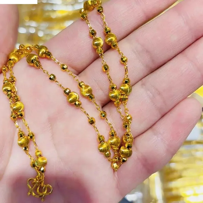 Authentic Celestial Gold Blossom Talisman Set – 24K Radiant Beaded Necklace & Bracelet for Sacred Union