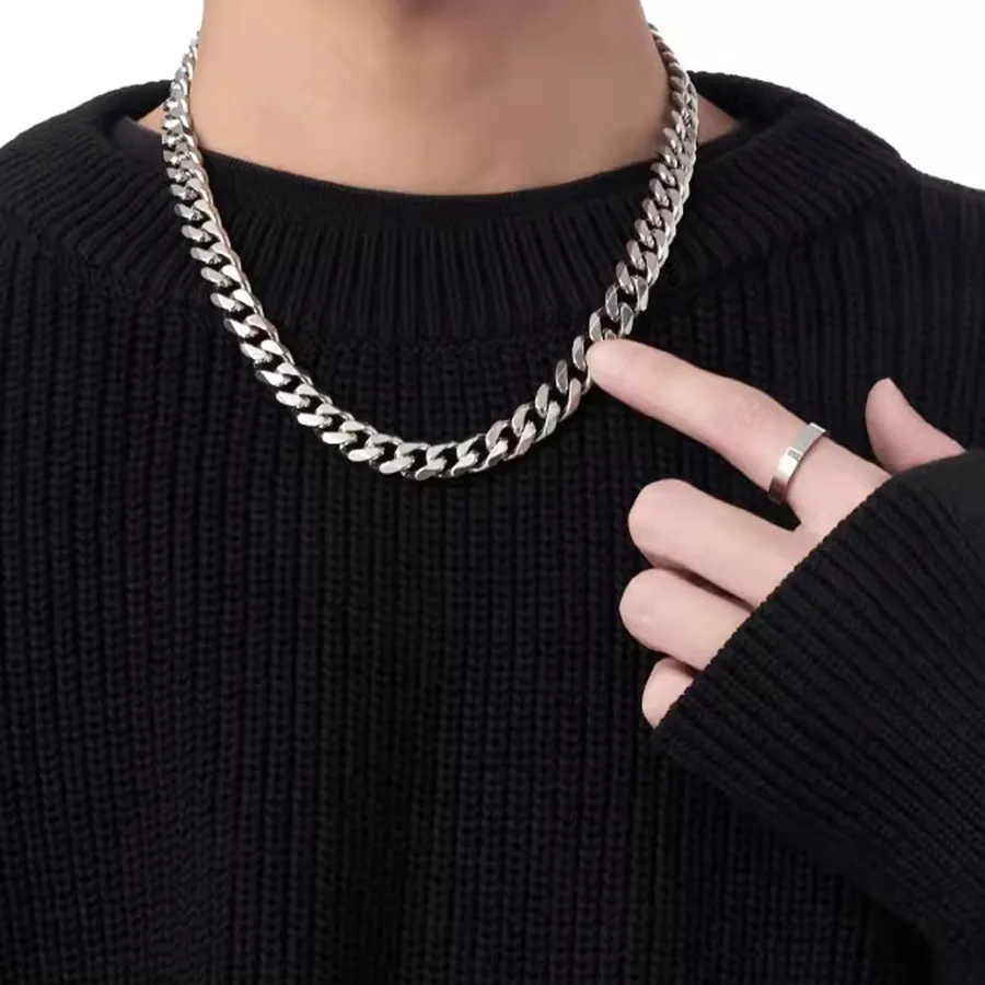Authentic 3/5/7mm Cuban Link Chain Classic Punk Personality Jewelry Simple Hip-hop Couple Necklace for Men Women