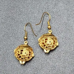 Authentic Celestial Sphere Dangle Talisman - World-Aligning Gold Plated Pierced Earrings