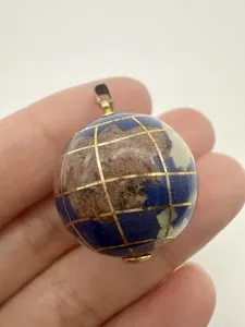 Authentic Vintage World Globe Gemstone Pendant Gold Plated