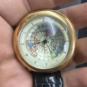 Authentic Stauer Automatic 23 Jewels DuMonde Globe Gold Plated 40mm Watch