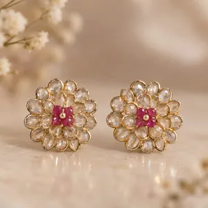 Authentic Ethereal Petals: Pink Tourmaline Polki Radiance