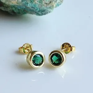 Authentic Emerald Whisper: Gold‑Veiled 1‑Carat Green Tourmaline Earrings