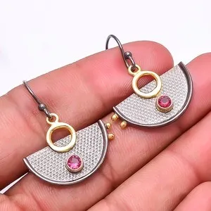 Authentic Ethereal Radiance: The Rubellite Heart Amulet Earrings