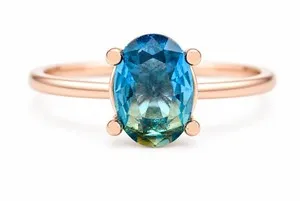 Authentic LAB CREATED 1.07 Cts TOURMALINE SOLITAIRE RING 14K ROSE GOLD PLATED (.925) -NWT