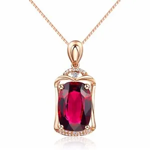 Authentic 18k Rose Gold Plated Red Tourmaline Made with Swarovski Crystal Necklace