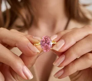 Authentic Beautiful Pink Tourmaline Ring Solid Gold Plated Tourmaline Engagement Ring
