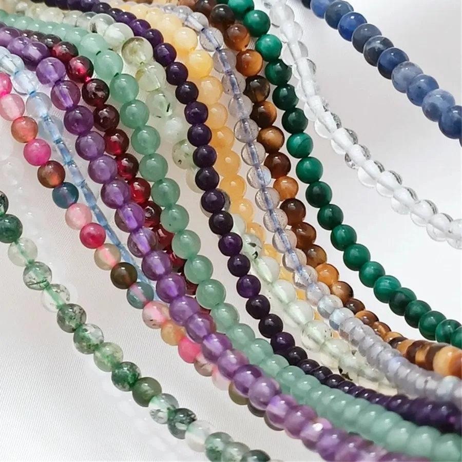 Authentic Crystal, Jade, Amethyst, Tiger's Eye, Tourmaline, 3mm Round Beads, Loose Beads, Handmade DIY Bracelet, Jewelry Accessories